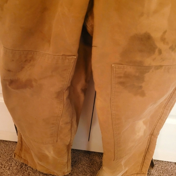 Carhartt Bib Overalls Men's 52x28 Brown Duck Quilt Lined Double Knee EUC Vintage - Picture 4 of 7